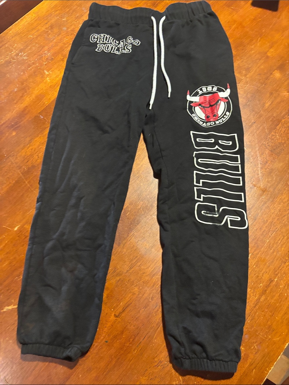 NBA Chicago Bulls Black Sweatpants with Red Logo